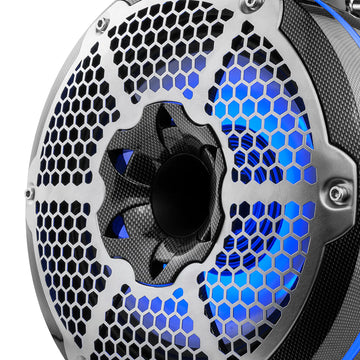 DS18 HYDRO CF-X10TPNEO 10" Marine Water Resistant Wakeboard Tower Neodymium Speaker with Built-in passive Radiator Bass Enhancer, 1" Driver and RGB LED Light 900 Watts