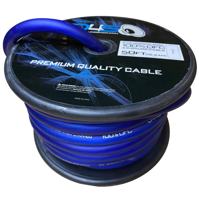 Down4Sound 50ft 1/0 Tinned OFC Wire (BLUE)
